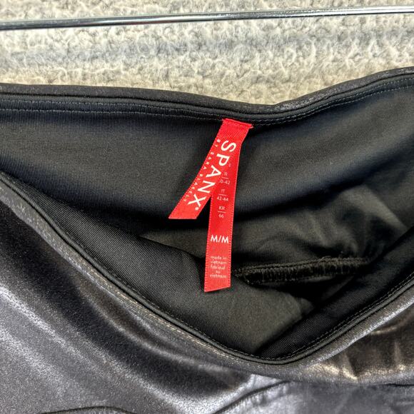 Spanx Faux Leather Leggings Medium Quilted Moto Liquid Look High Rise Shaping - Picture 7 of 13